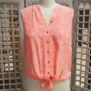 Joie Printed Sleeveless Blouse w/Tie
